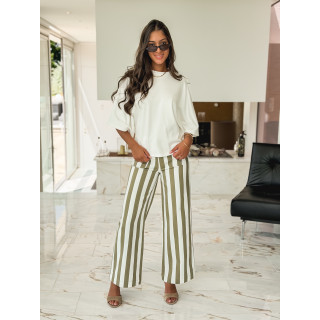 Pantalon Ligné Alizée - Kaki