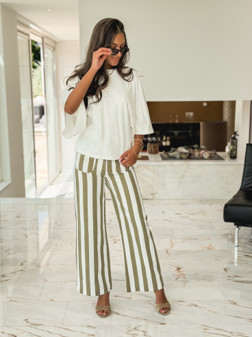 Pantalon Ligné Alizée - Kaki