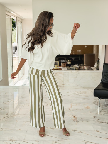 Pantalon Ligné Alizée - Kaki