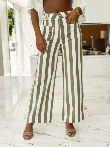 Pantalon Ligné Alizée - Kaki