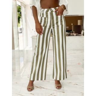 Pantalon Ligné Alizée - Kaki