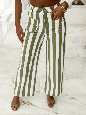 Pantalon Ligné Alizée - Kaki