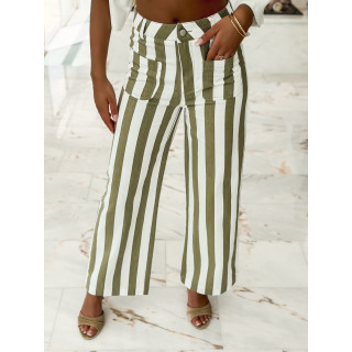 Pantalon Ligné Alizée - Kaki