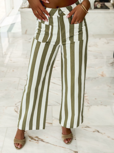Pantalon Ligné Alizée - Kaki