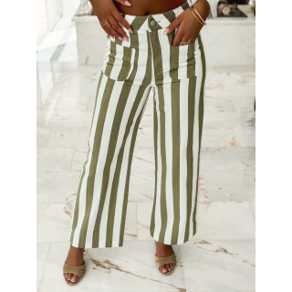 Pantalon Ligné Alizée - Kaki