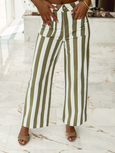 Pantalon Ligné Alizée - Kaki