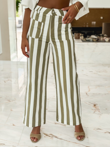 Pantalon Ligné Alizée - Kaki