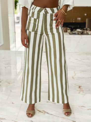 Pantalon Ligné Alizée - Kaki