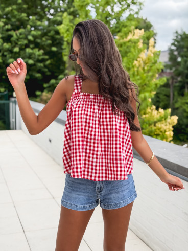 Blouse à carreaux Manolie - Rouge/Blanc