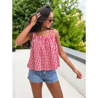 Blouse à carreaux Manolie - Rouge/Blanc