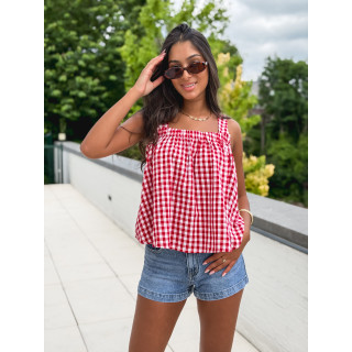 Blouse à carreaux Manolie - Rouge/Blanc