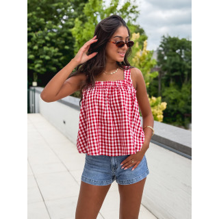 Blouse à carreaux Manolie - Rouge/Blanc