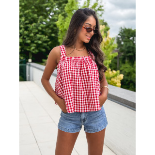 Blouse à carreaux Manolie - Rouge/Blanc