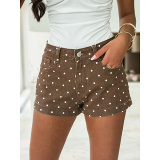 Short à pois Azilis - Chocolat