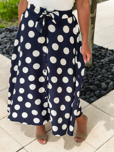 Jupe à pois Loreila - Bleu marine