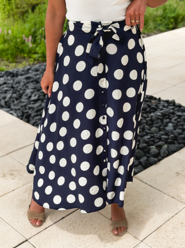Jupe à pois Loreila - Bleu marine
