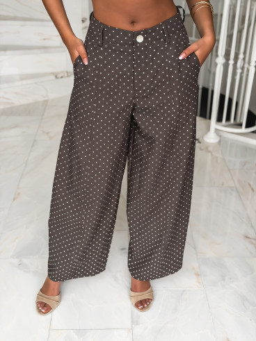 Pantalon à pois Lylou - Chocolat