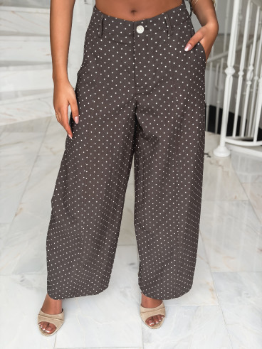 Pantalon à pois Lylou - Chocolat Pantalon à pois Lylou - Chocolat