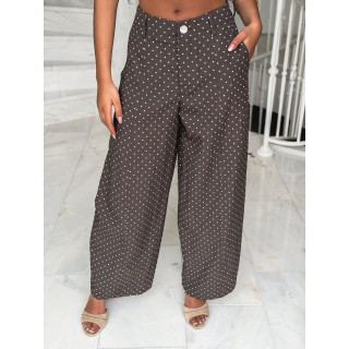 Pantalon à pois Lylou - Chocolat
