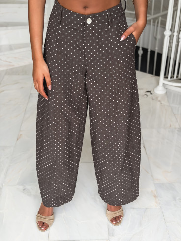 Pantalon à pois Lylou - Chocolat Pantalon à pois Lylou - Chocolat