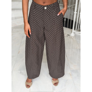 Pantalon à pois Lylou - Chocolat