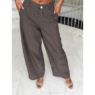 Pantalon à pois Lylou - Chocolat