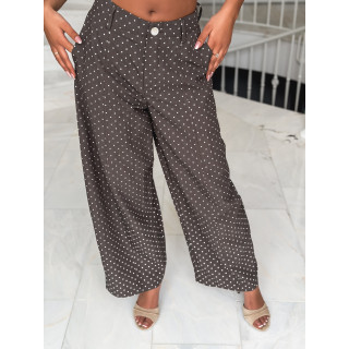 Pantalon à pois Lylou - Chocolat