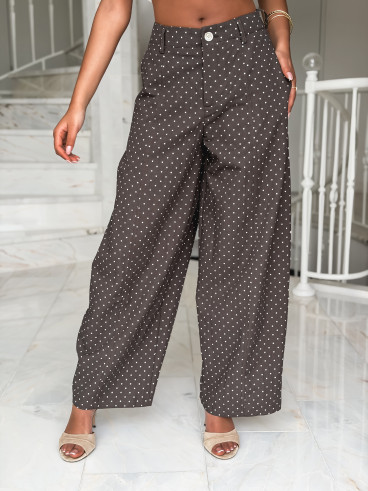 Pantalon à pois Lylou - Chocolat Pantalon à pois Lylou - Chocolat