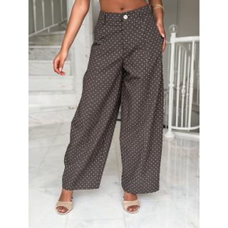 Pantalon à pois Lylou - Chocolat