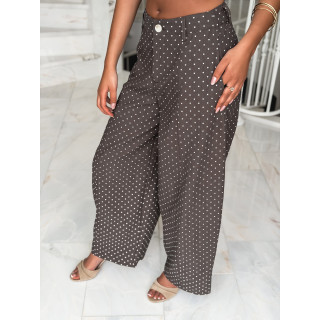 Pantalon à pois Lylou - Chocolat