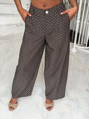 Pantalon à pois Lylou - Chocolat Pantalon à pois Lylou - Chocolat