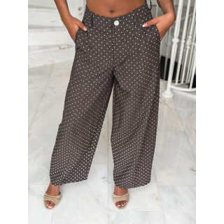 Pantalon à pois Lylou - Chocolat