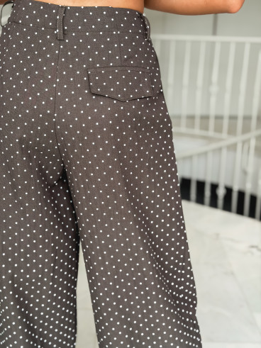 Pantalon à pois Lylou - Chocolat Pantalon à pois Lylou - Chocolat