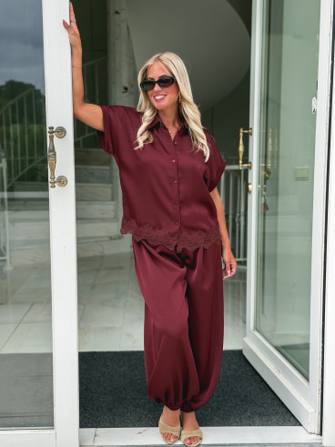 Chemise manches courtes Sybille - Bordeaux