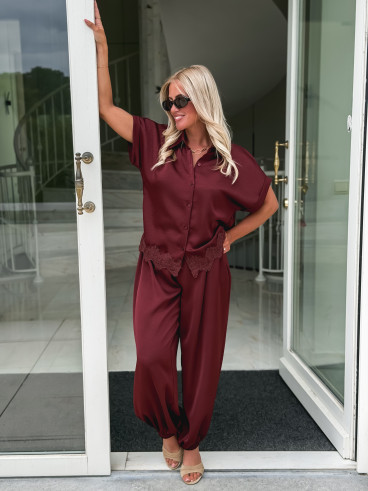 Chemise manches courtes Sybille - Bordeaux