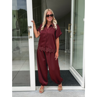 Chemise manches courtes Sybille - Bordeaux