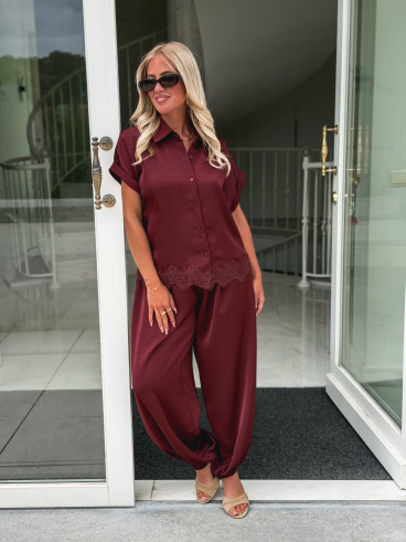 Chemise manches courtes Sybille - Bordeaux