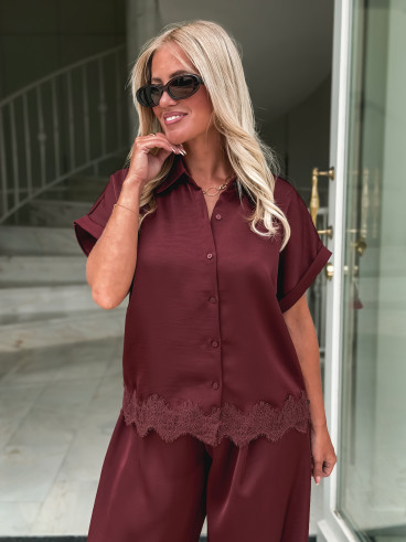 Chemise manches courtes Sybille - Bordeaux