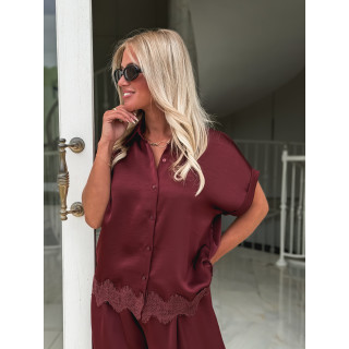 Chemise manches courtes Sybille - Bordeaux
