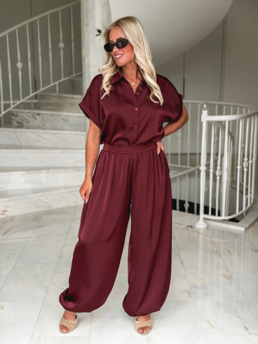 Chemise manches courtes Sybille - Bordeaux