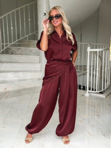 Chemise manches courtes Sybille - Bordeaux