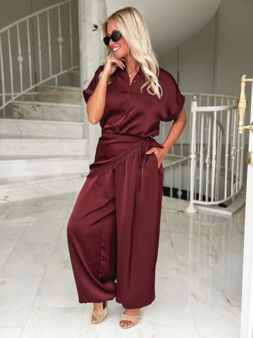 Chemise manches courtes Sybille - Bordeaux