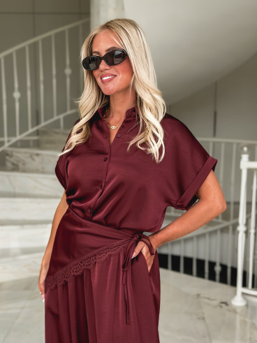 Chemise manches courtes Sybille - Bordeaux