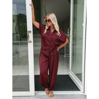 Pantalon satiné Sybille - Bordeaux