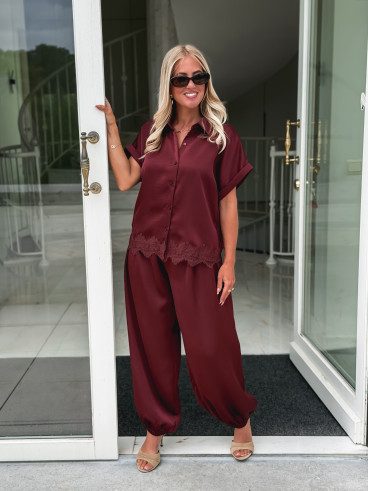Pantalon satiné Sybille - Bordeaux Pantalon satiné Sybille - Bordeaux