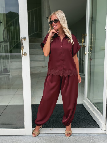 Pantalon satiné Sybille - Bordeaux Pantalon satiné Sybille - Bordeaux