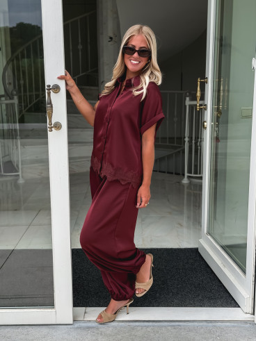 Pantalon satiné Sybille - Bordeaux Pantalon satiné Sybille - Bordeaux