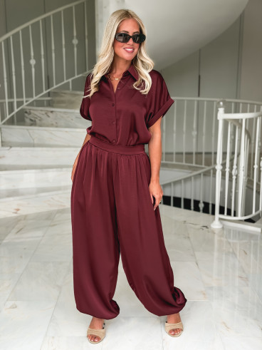 Pantalon satiné Sybille - Bordeaux Pantalon satiné Sybille - Bordeaux
