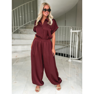 Pantalon satiné Sybille - Bordeaux