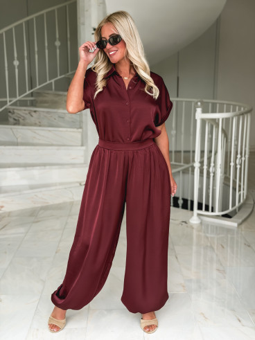 Pantalon satiné Sybille - Bordeaux